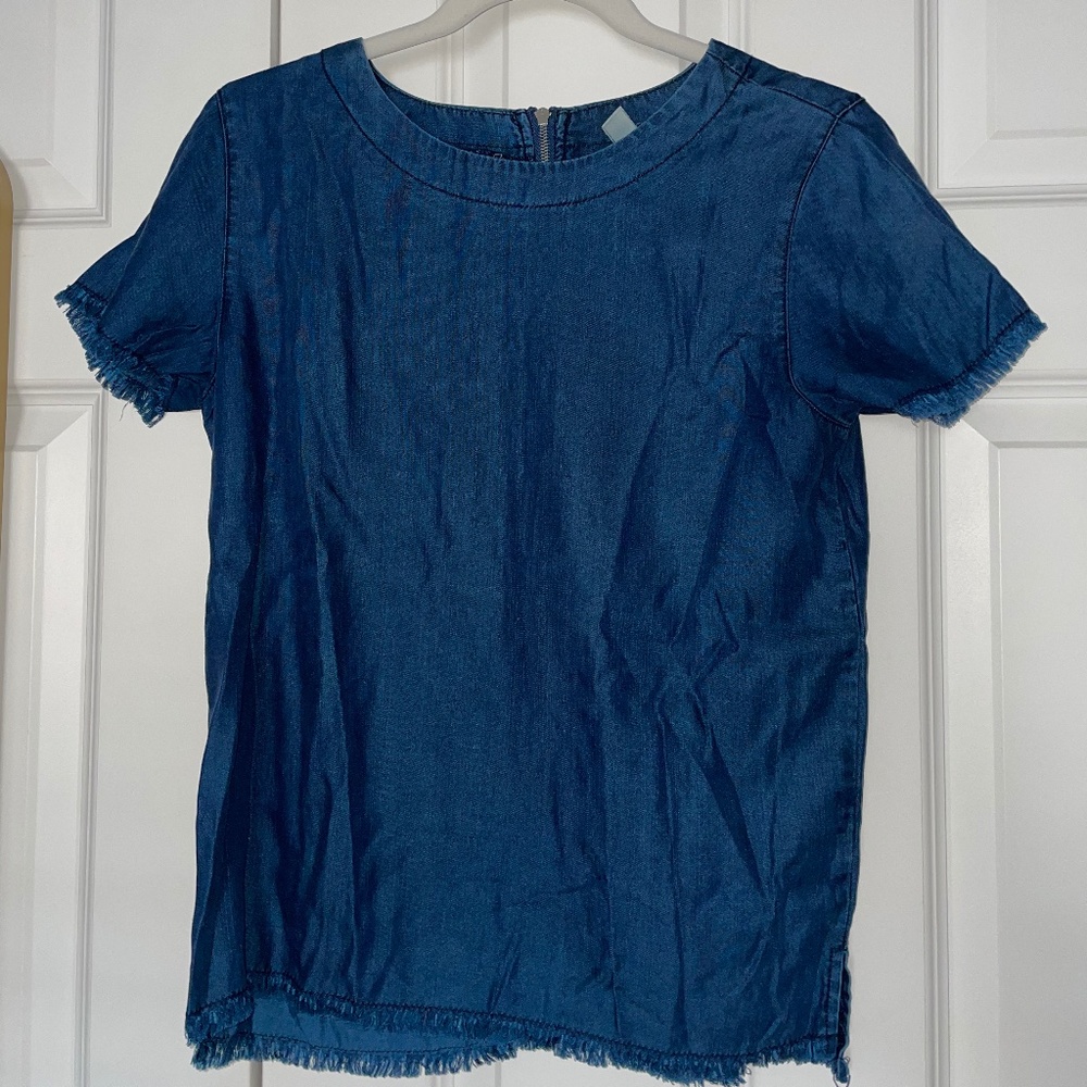 Miami Dark Denim Short Sleeve Blouse